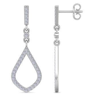 Diamond Drop Earrings: 1/2 Carat Diamond Chandelier Earrings In 14 Karat White Gold, 1 1/4 Inches