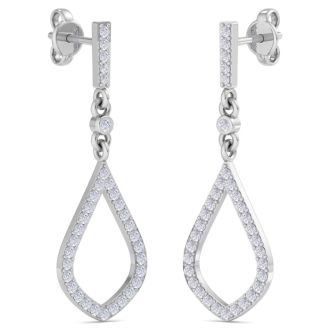 Diamond Drop Earrings: 1/2 Carat Diamond Chandelier Earrings In 14 Karat White Gold, 1 1/4 Inches