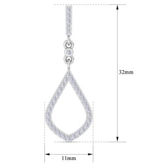 Diamond Drop Earrings: 1/2 Carat Diamond Chandelier Earrings In 14 Karat White Gold, 1 1/4 Inches