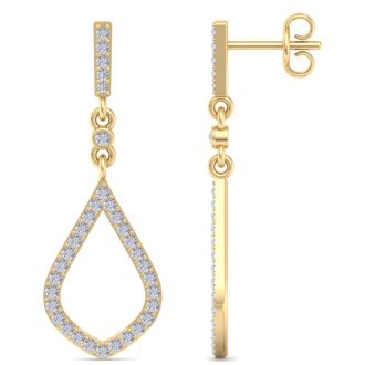 Diamond Drop Earrings: 1/2 Carat Diamond Chandelier Earrings In 14 Karat Yellow Gold, 1 1/4 Inches