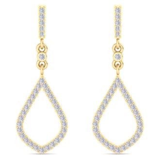 Diamond Drop Earrings: 1/2 Carat Diamond Chandelier Earrings In 14 Karat Yellow Gold, 1 1/4 Inches