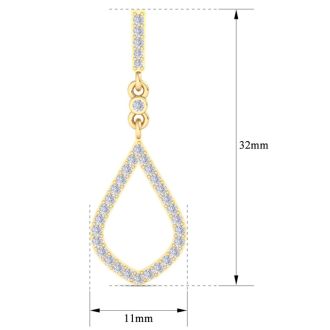 Diamond Drop Earrings: 1/2 Carat Diamond Chandelier Earrings In 14 Karat Yellow Gold, 1 1/4 Inches