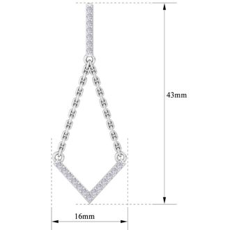 Diamond Drop Earrings: 1/2 Carat Diamond Chandelier Earrings With Chain In 14 Karat White Gold, 1 1/2 Inches