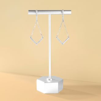 Diamond Drop Earrings: 1/2 Carat Diamond Chandelier Earrings With Chain In 14 Karat White Gold, 1 1/2 Inches