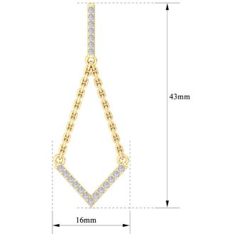 Diamond Drop Earrings: 1/2 Carat Diamond Chandelier Earrings With Chain In 14 Karat Yellow Gold, 1 1/2 Inches