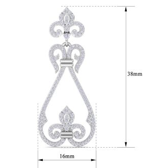 Diamond Drop Earrings: 1 1/5 Carat Diamond Chandelier Earrings In 14 Karat White Gold, 1 1/2 Inches