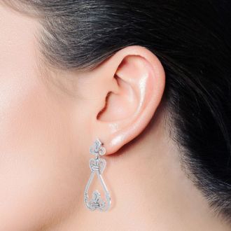 Diamond Drop Earrings: 1 1/5 Carat Diamond Chandelier Earrings In 14 Karat White Gold, 1 1/2 Inches
