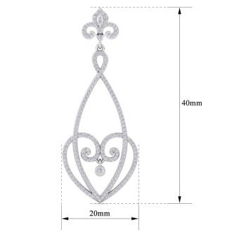 Diamond Drop Earrings: 1 1/2 Carat Diamond Chandelier Earrings In 14 Karat White Gold, 1 1/2 Inches