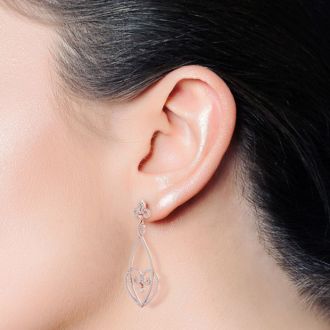 Diamond Drop Earrings: 1 1/2 Carat Diamond Chandelier Earrings In 14 Karat Rose Gold, 1 1/2 Inches