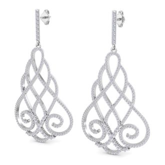Diamond Drop Earrings: 2 1/3 Carat Diamond Chandelier Earrings In 14 Karat White Gold, 2 Inches