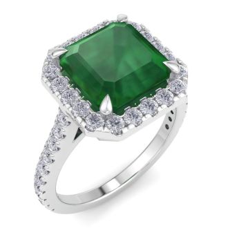 Emerald Ring: 4.41 Carat Emerald and Diamond Ring