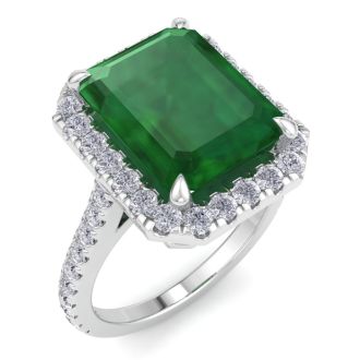 Emerald Ring: 6.35 Carat Emerald and Diamond Ring