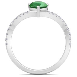 Emerald Ring: 2 Carat Pear Shape Emerald and Diamond Ring