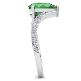 Emerald Ring: 2 Carat Pear Shape Emerald and Diamond Ring