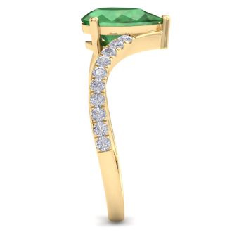 Emerald Ring: 2 Carat Pear Shape Emerald and Diamond Ring