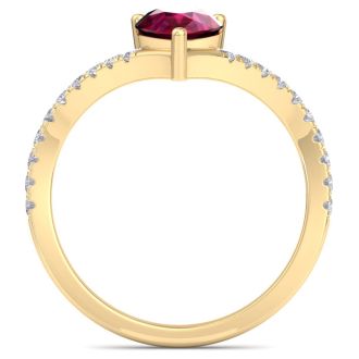 Ruby Ring: 2 Carat Pear Shape Ruby and Diamond Ring