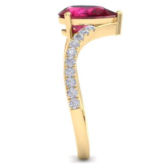 Ruby Ring: 2 Carat Pear Shape Ruby and Diamond Ring