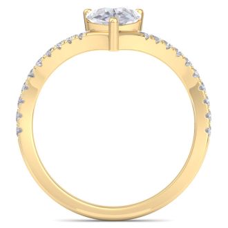 1 1/2 Carat Pear Shape Lab Grown Diamond Engagement Ring In 14K Yellow Gold