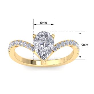 1 1/2 Carat Pear Shape Lab Grown Diamond Engagement Ring In 14K Yellow Gold