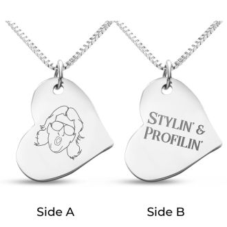 "Stylin’ & Profilin’" Ladies Floating Heart Necklace In Stainless Steel, 16 Inches With Free Custom Engraving, Nature Boy Fan Collection by SuperJeweler™