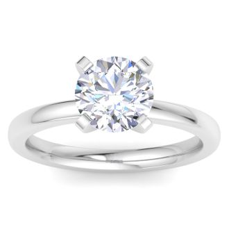 2 Carat Round Shape Lab Grown Diamond Ring In 14K White Gold, Solitaire