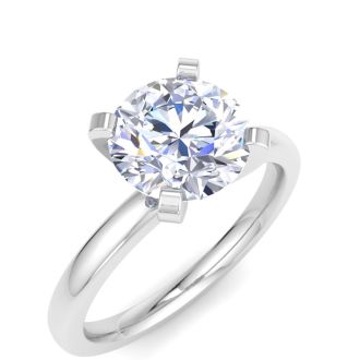 2 Carat Round Shape Lab Grown Diamond Ring In 14K White Gold, Solitaire