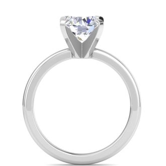 2 Carat Round Shape Lab Grown Diamond Ring In 14K White Gold, Solitaire