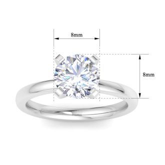 2 Carat Round Shape Lab Grown Diamond Ring In 14K White Gold, Solitaire