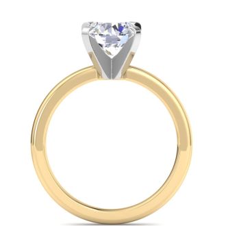 2 Carat Round Shape Lab Grown Diamond Ring In 14K Yellow Gold, Solitaire