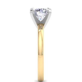 2 Carat Round Shape Lab Grown Diamond Ring In 14K Yellow Gold, Solitaire