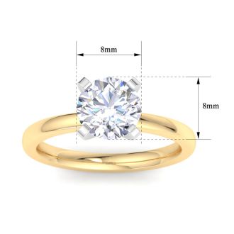 2 Carat Round Shape Lab Grown Diamond Ring In 14K Yellow Gold, Solitaire