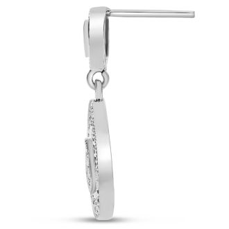 Diamond Drop Earrings: 1/2 Carat Diamond Drop Earrings In 14K White Gold, 1 Inch