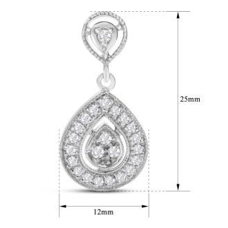 Diamond Drop Earrings: 1/2 Carat Diamond Drop Earrings In 14K White Gold, 1 Inch