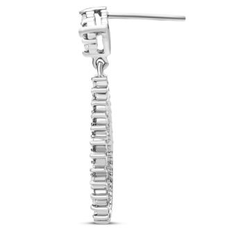 Diamond Drop Earrings: 1/2 Carat Diamond Drop Earrings In 14K White Gold, 1 Inch