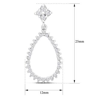 Diamond Drop Earrings: 1/2 Carat Diamond Drop Earrings In 14K White Gold, 1 Inch