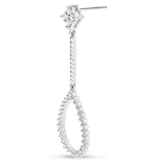 Diamond Drop Earrings: 1/2 Carat Diamond Drop Earrings In 14K White Gold, 1 1/2 Inches