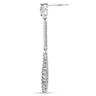 Diamond Drop Earrings: 1/2 Carat Diamond Drop Earrings In 14K White Gold, 1 1/2 Inches