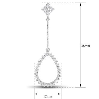 Diamond Drop Earrings: 1/2 Carat Diamond Drop Earrings In 14K White Gold, 1 1/2 Inches