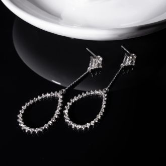 Diamond Drop Earrings: 1/2 Carat Diamond Drop Earrings In 14K White Gold, 1 1/2 Inches