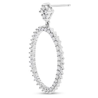 Diamond Drop Earrings: 1 Carat Diamond Drop Earrings In 14K White Gold, 1 1/4 Inches