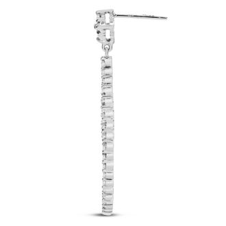 Diamond Drop Earrings: 1 1/2 Carat Diamond Drop Earrings In 14K White Gold, 1 1/2 Inches