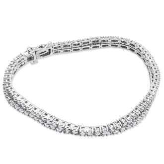 6 Carat Double Line Diamond Tennis Bracelet In 14K White Gold
