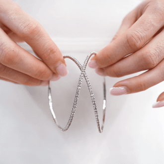 2 Carat Diamond Bangle Bracelet In 14K White Gold, 7 Inches