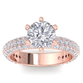 3 Carat Diamond Engagement Ring In 14K Rose Gold