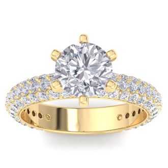 3 Carat Diamond Engagement Ring In 14K Yellow Gold