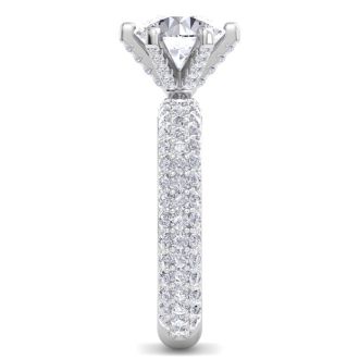 3 Carat Lab Grown Diamond Engagement Ring In 14K White Gold