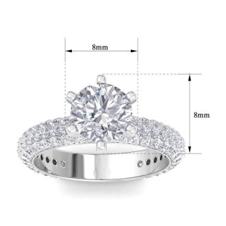 3 Carat Lab Grown Diamond Engagement Ring In 14K White Gold