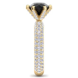 3 Carat Black Diamond Engagement Ring In 14K Yellow Gold
