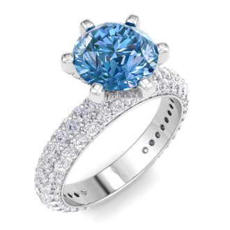 3 Carat Blue Diamond Engagement Ring In 14K White Gold