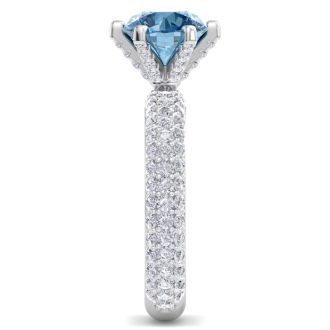 3 Carat Blue Diamond Engagement Ring In 14K White Gold